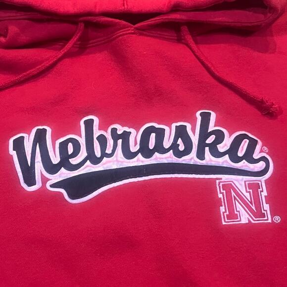 Vintage J.America Men Size XL Nebraska Hoodie Red Sweatshirt Long Sleeve - Picture 1 of 6
